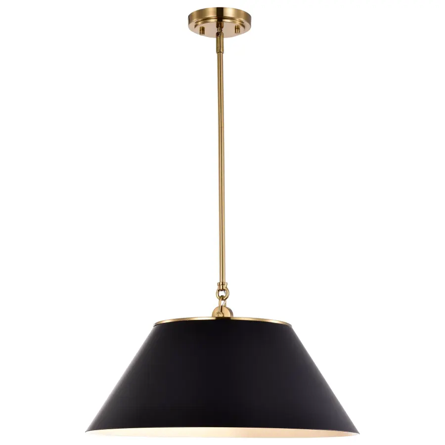 Dover Large Pendant - 3 Light Black with Vintage Brass - Image 3