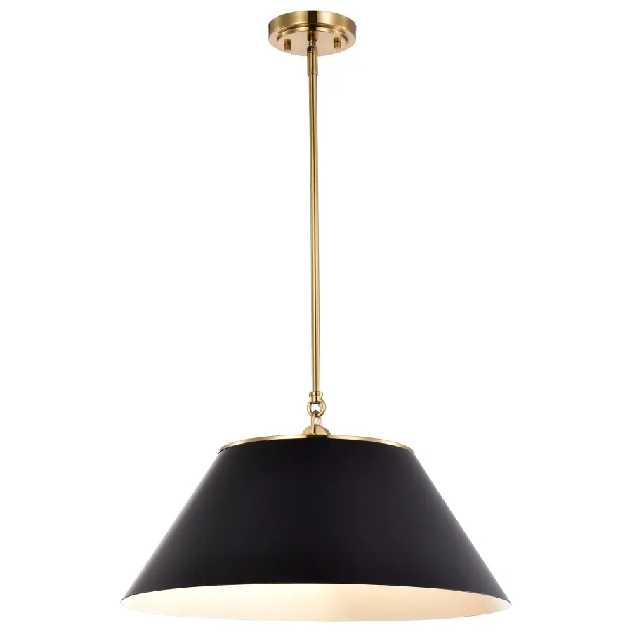 Dover Large Pendant - 3 Light Black with Vintage Brass - Image 4