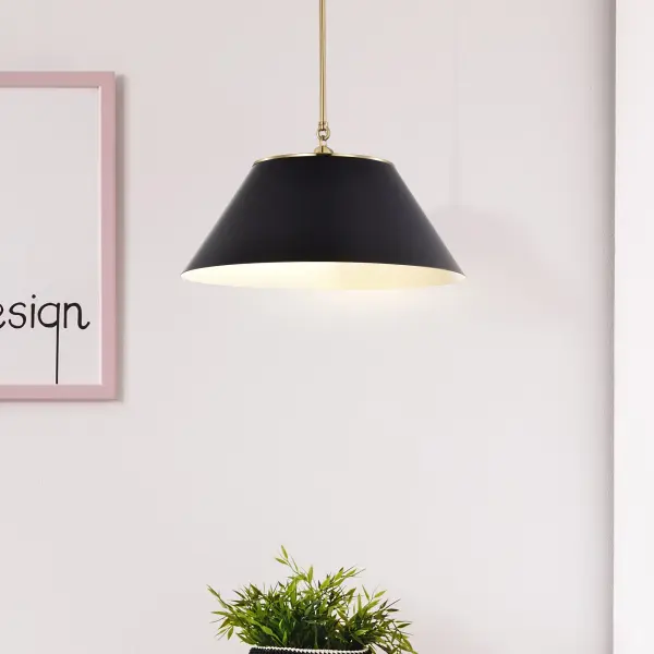 Dover Large Pendant - 3 Light Black with Vintage Brass - Image 7