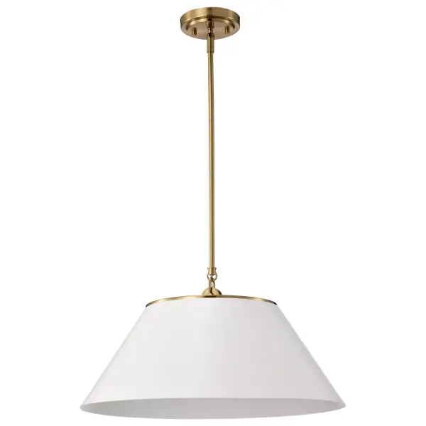 Dover Large Pendant - White with Vintage Brass - Image 1