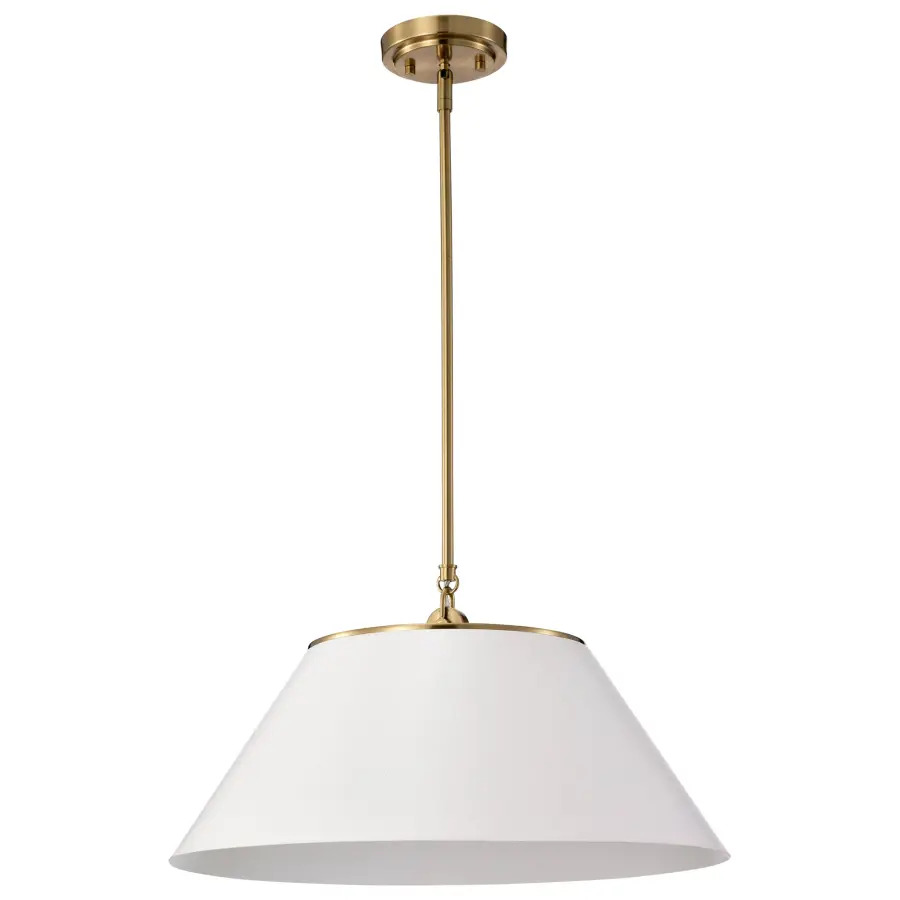 Dover Large Pendant - White with Vintage Brass - Image 1