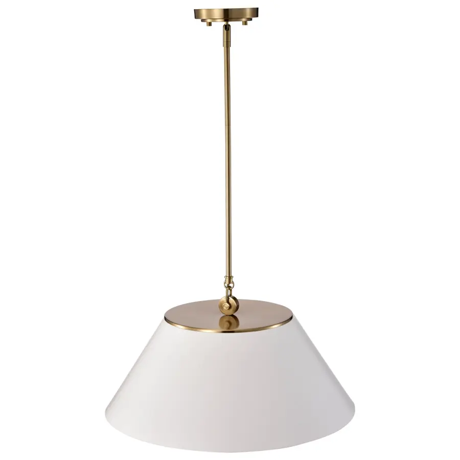 Dover Large Pendant - White with Vintage Brass - Image 2