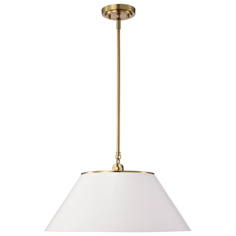 Dover Large Pendant - White with Vintage Brass - Image 3