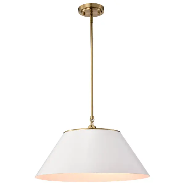 Dover Large Pendant - White with Vintage Brass - Image 4