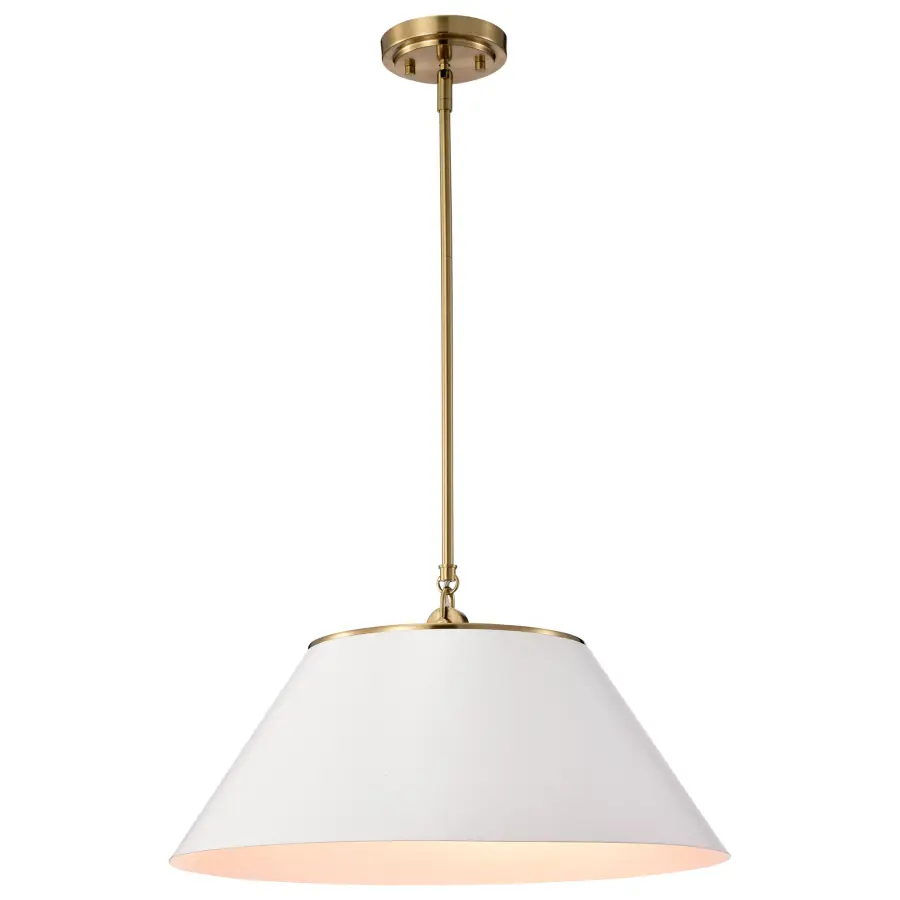 Dover Large Pendant - White with Vintage Brass - Image 4