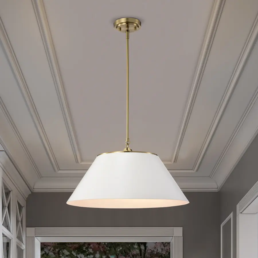 Dover Large Pendant - White with Vintage Brass - Image 6
