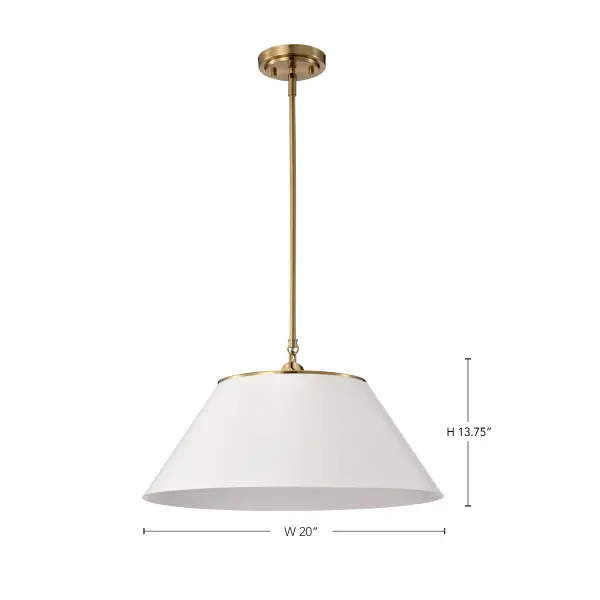 Dover Large Pendant - White with Vintage Brass - Image 7