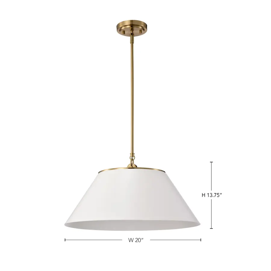 Dover Large Pendant - White with Vintage Brass - Image 7