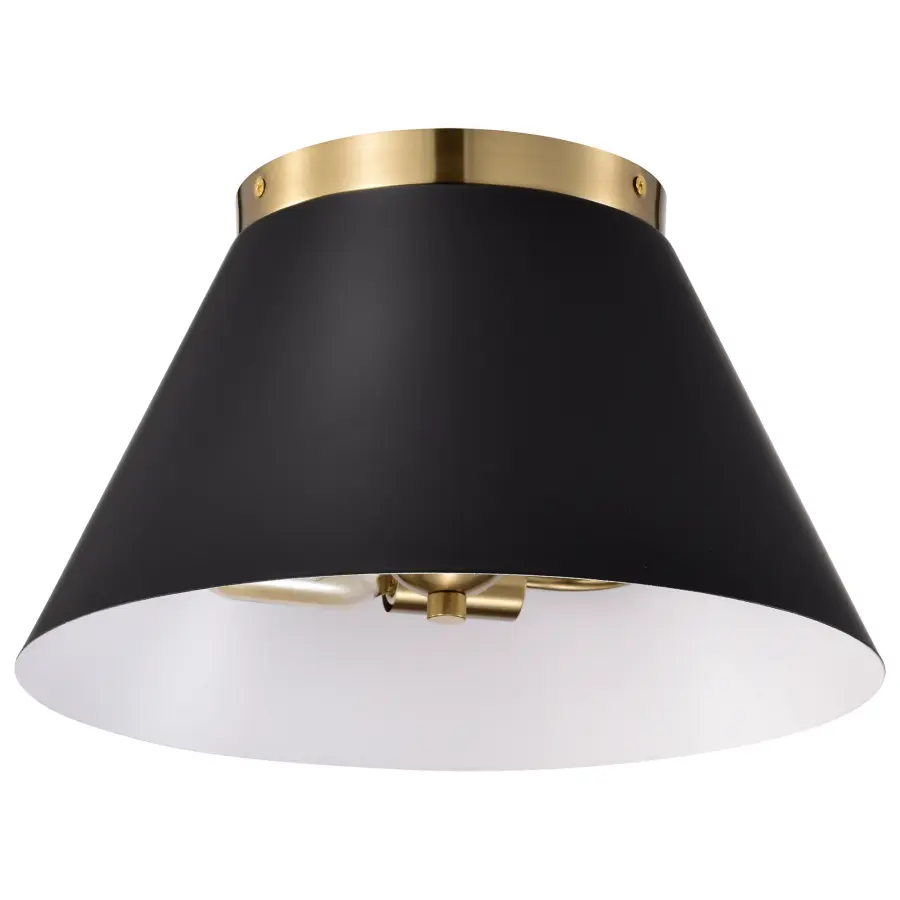 Dover 3-Light Small Flush Mount in Black with Vintage Brass - Image 1