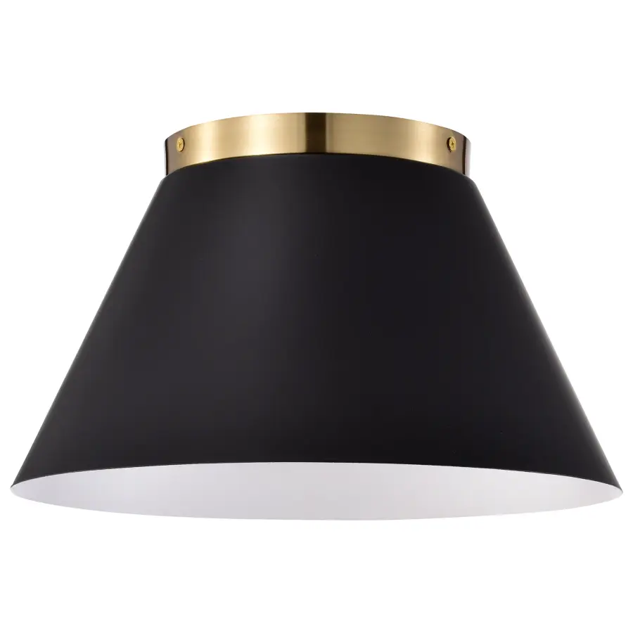 Dover 3-Light Small Flush Mount in Black with Vintage Brass - Image 2