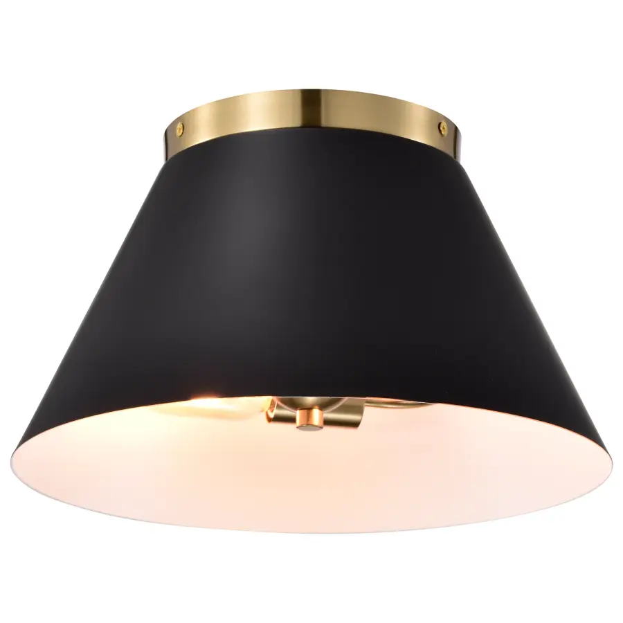 Dover 3-Light Small Flush Mount in Black with Vintage Brass - Image 3