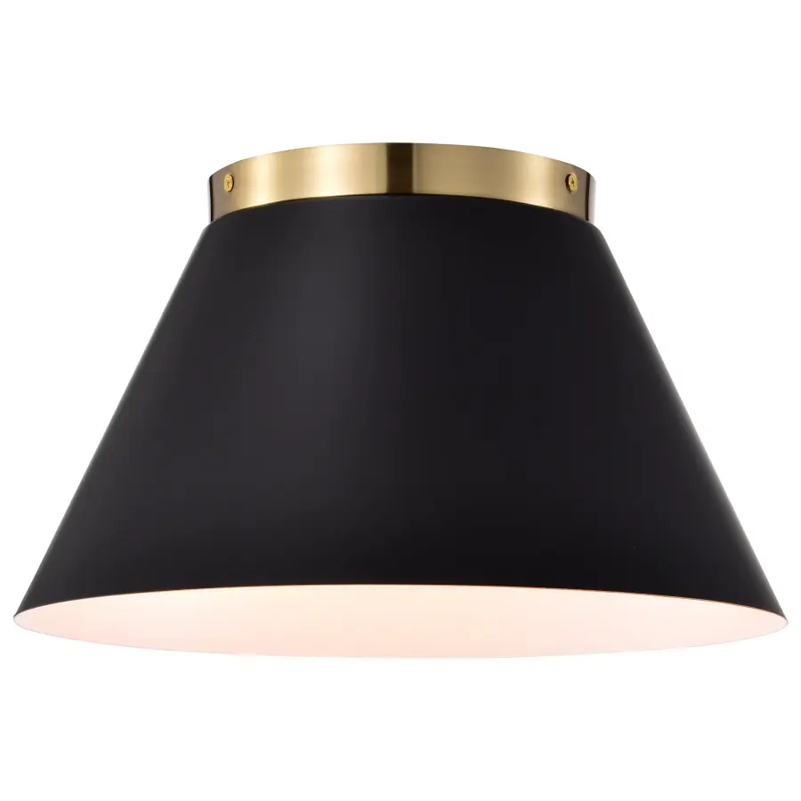 Dover 3-Light Small Flush Mount in Black with Vintage Brass - Image 5