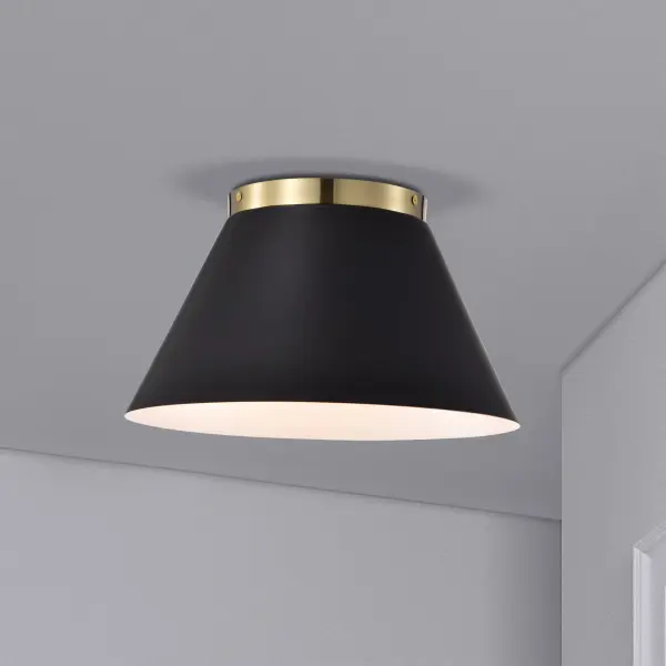 Dover 3-Light Small Flush Mount in Black with Vintage Brass - Image 7