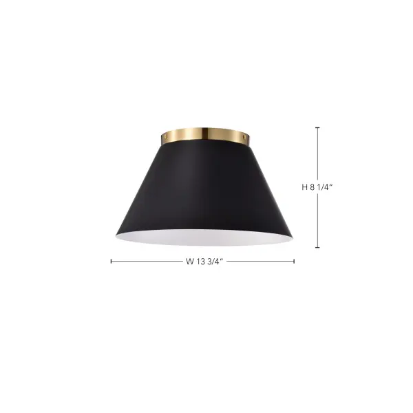 Dover 3-Light Small Flush Mount in Black with Vintage Brass - Image 8