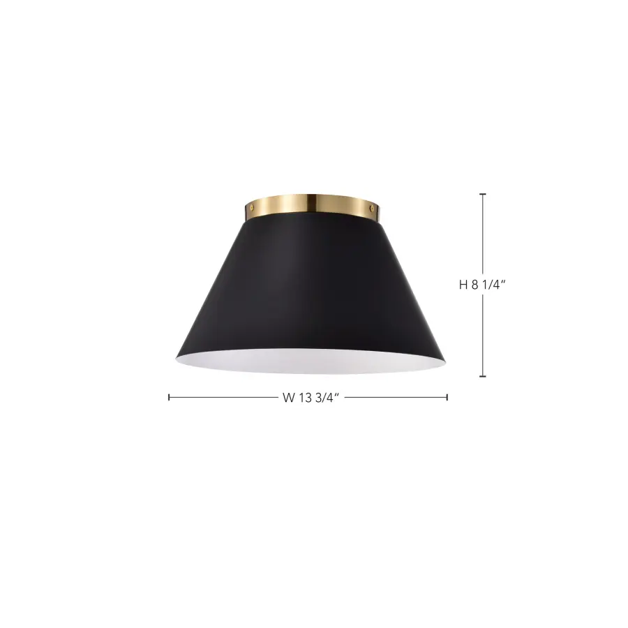 Dover 3-Light Small Flush Mount in Black with Vintage Brass - Image 8