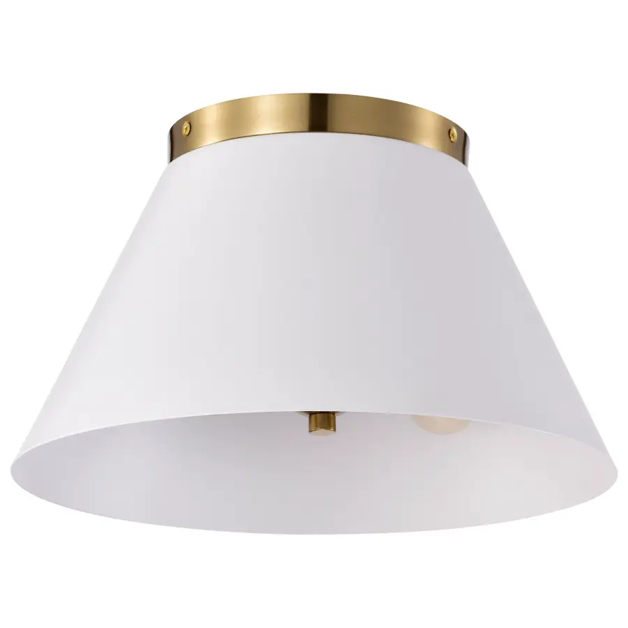 Dover 3-Light Small Flush Mount in White with Vintage Brass - Image 1