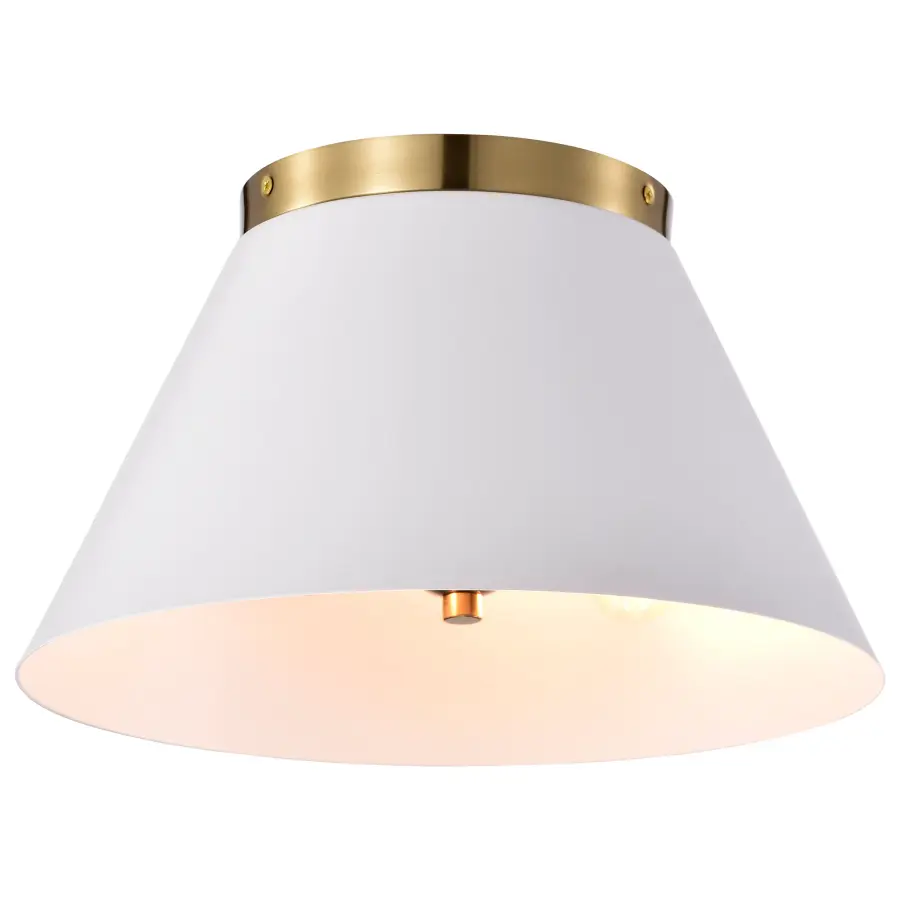 Dover 3-Light Small Flush Mount in White with Vintage Brass - Image 2