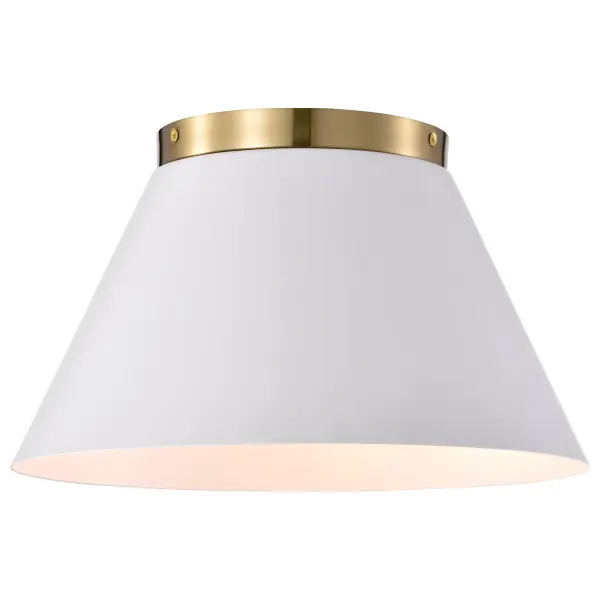 Dover 3-Light Small Flush Mount in White with Vintage Brass - Image 4