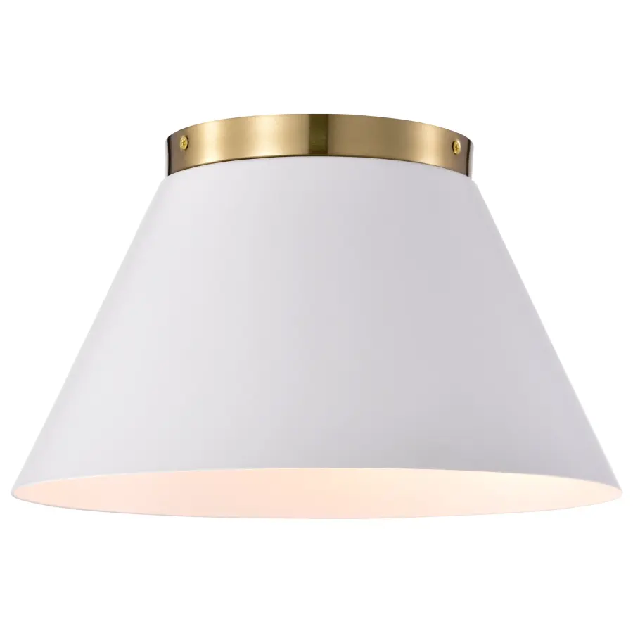 Dover 3-Light Small Flush Mount in White with Vintage Brass - Image 4