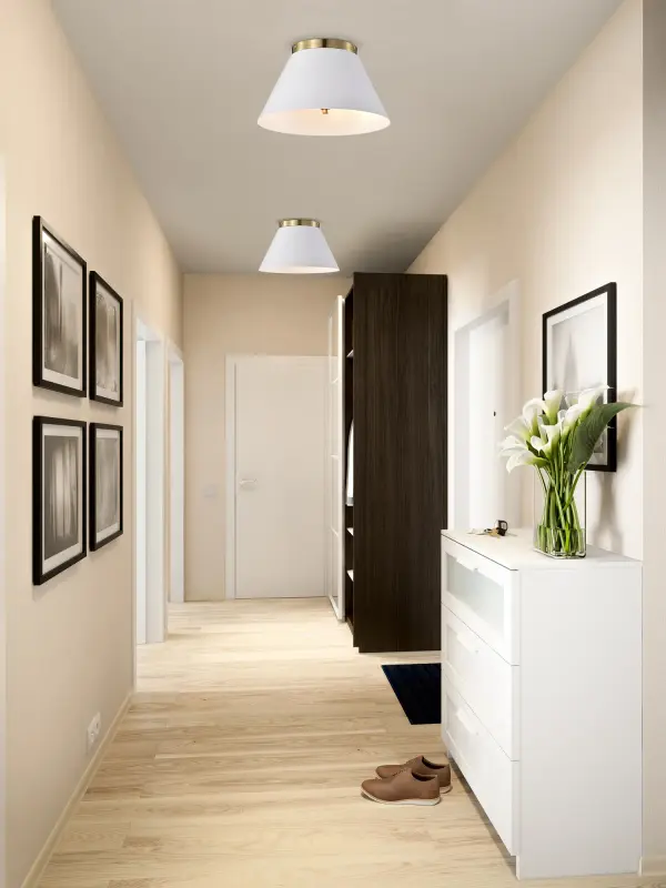 Dover 3-Light Small Flush Mount in White with Vintage Brass - Image 6