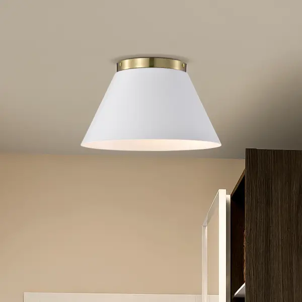 Dover 3-Light Small Flush Mount in White with Vintage Brass - Image 7