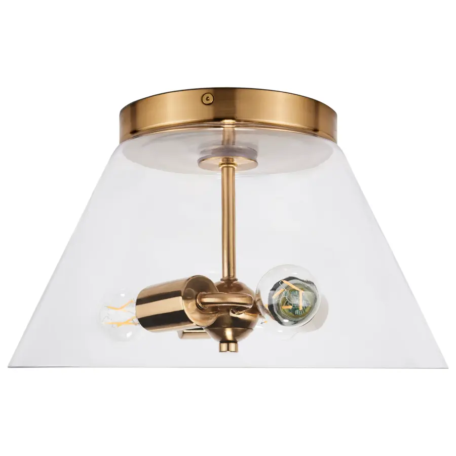 Dover 3-Light Small Flush Mount in Vintage Brass with Clear Glass - Image 2