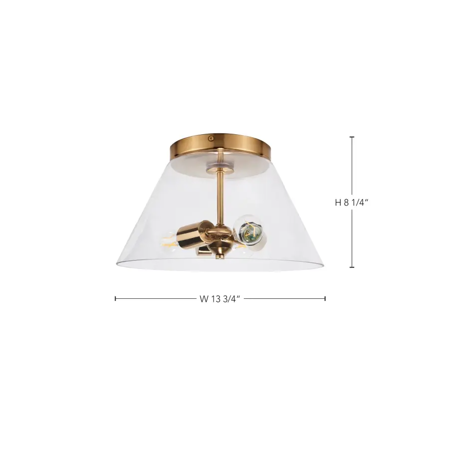 Dover 3-Light Small Flush Mount in Vintage Brass with Clear Glass - Image 19