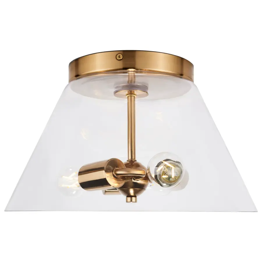 Dover 3-Light Small Flush Mount in Vintage Brass with Clear Glass - Image 3