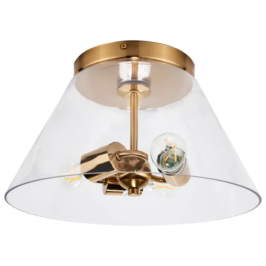 Dover 3-Light Small Flush Mount in Vintage Brass with Clear Glass - Image 5