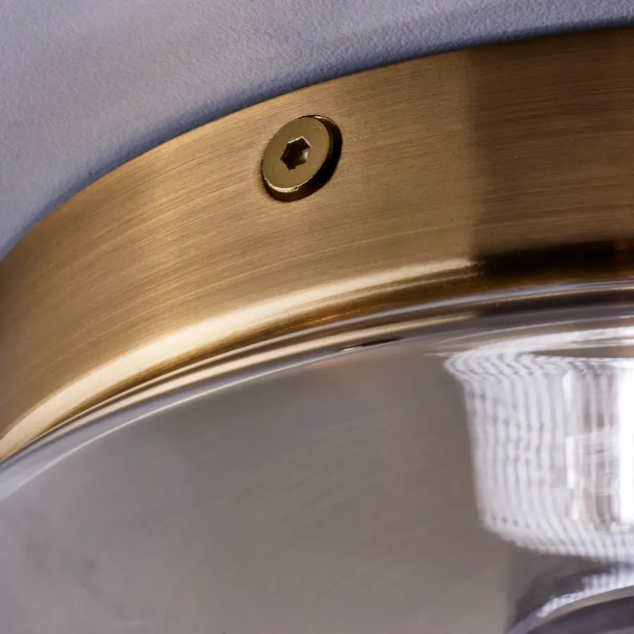 Dover 3-Light Small Flush Mount in Vintage Brass with Clear Glass - Image 8