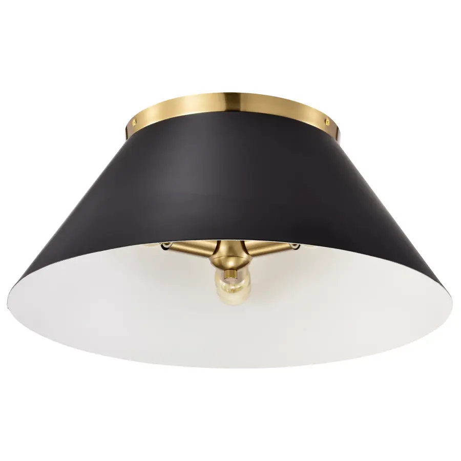 Dover Large Flush Mount - Black with Vintage Brass - Image 1