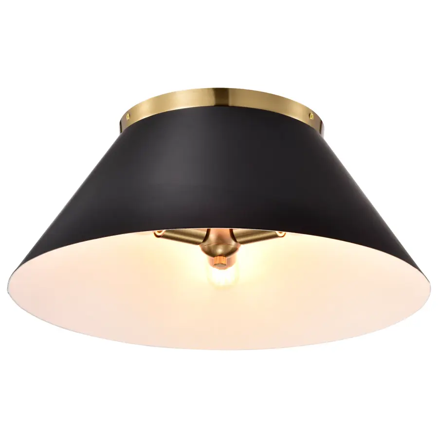 Dover Large Flush Mount - Black with Vintage Brass - Image 2