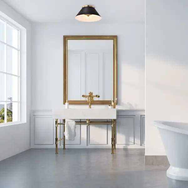 Dover Large Flush Mount - Black with Vintage Brass - Image 6