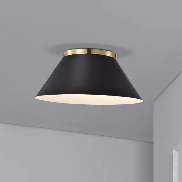 Dover Large Flush Mount - Black with Vintage Brass - Image 8