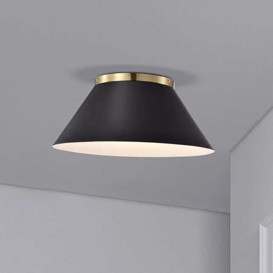 Dover Large Flush Mount - Black with Vintage Brass - Image 8