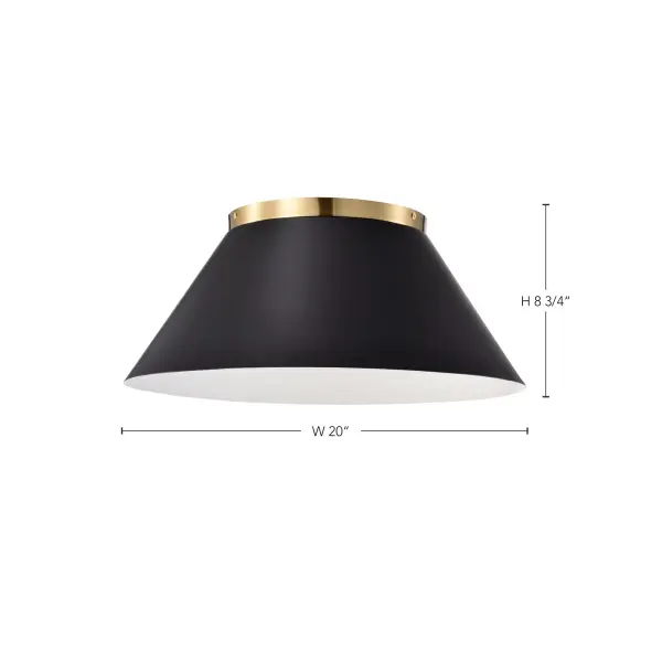 Dover Large Flush Mount - Black with Vintage Brass - Image 9