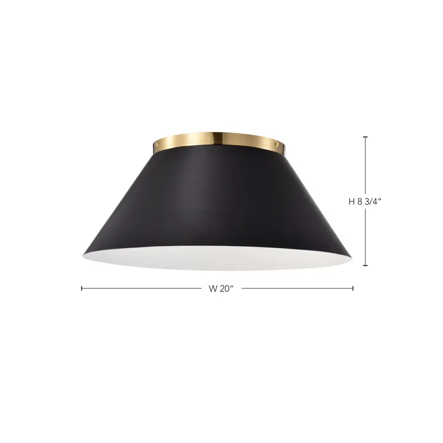 Dover Large Flush Mount - Black with Vintage Brass - Image 9