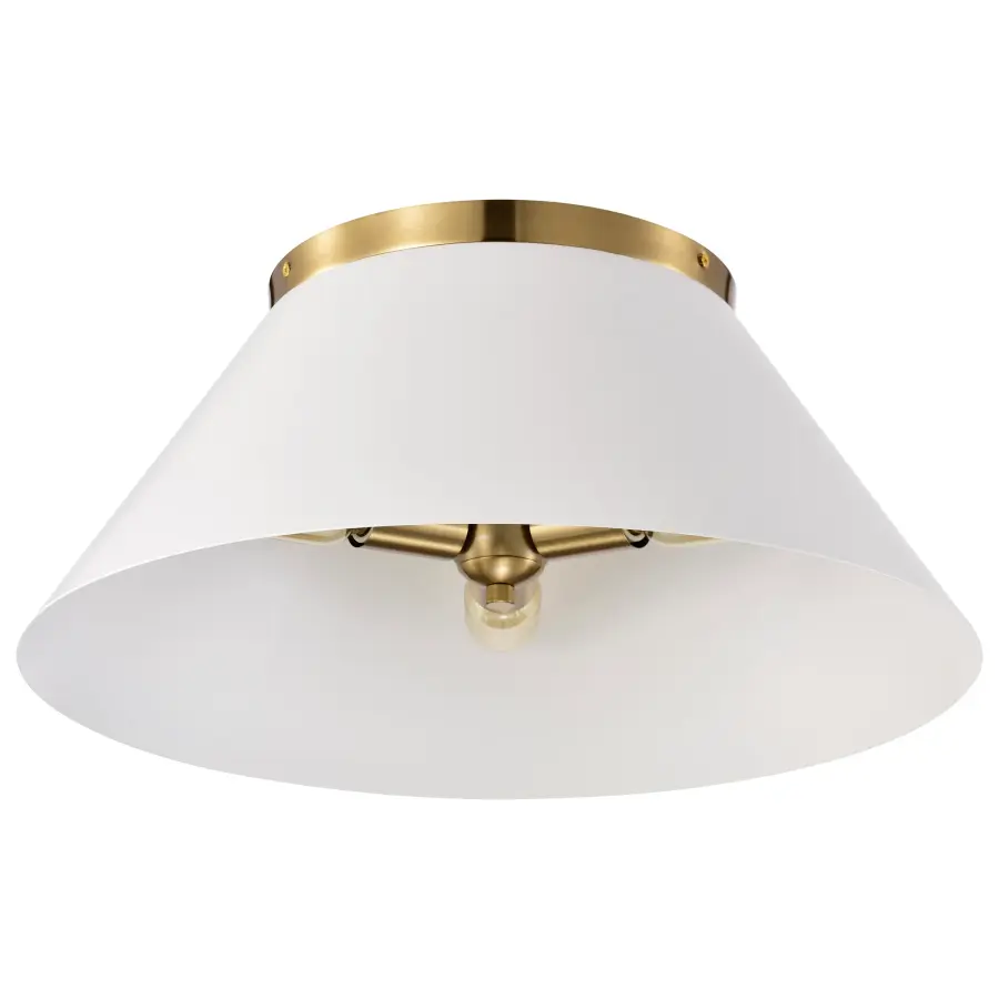 Dover Large Flush Mount - White with Vintage Brass - Image 1
