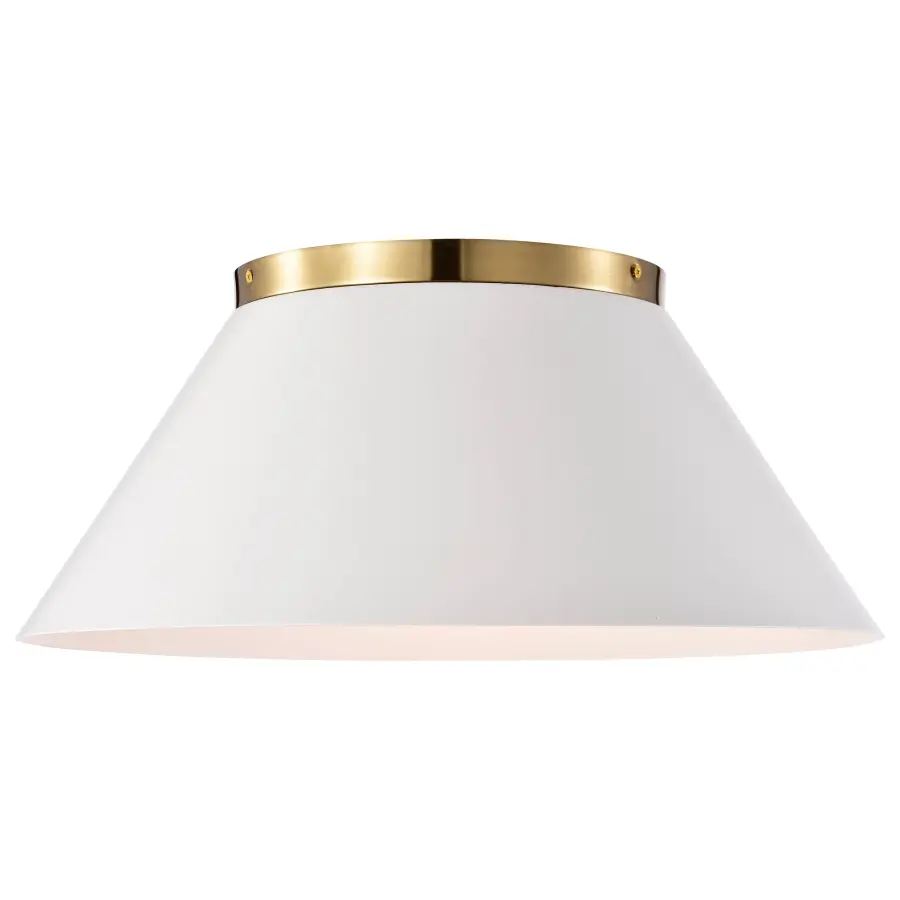 Dover Large Flush Mount - White with Vintage Brass - Image 3