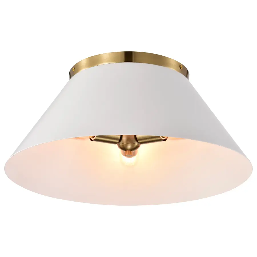 Dover Large Flush Mount - White with Vintage Brass - Image 4