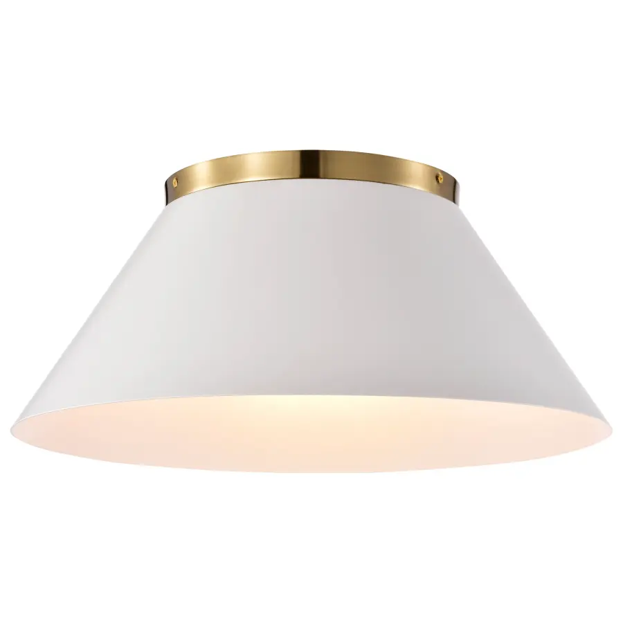 Dover Large Flush Mount - White with Vintage Brass - Image 6