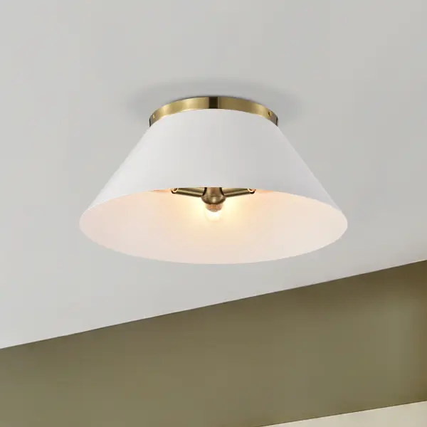 Dover Large Flush Mount - White with Vintage Brass - Image 9