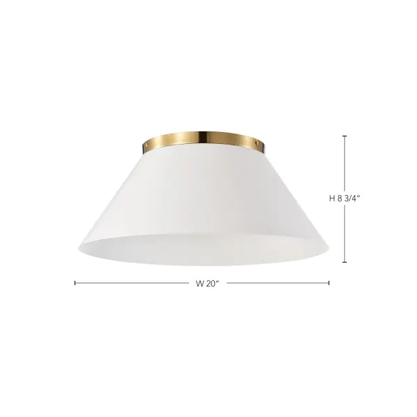 Dover Large Flush Mount - White with Vintage Brass - Image 10
