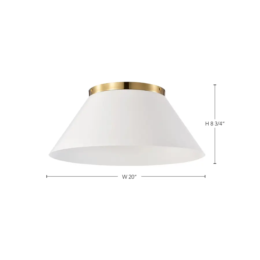 Dover Large Flush Mount - White with Vintage Brass - Image 10