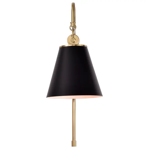 Dover 1-Light Wall Sconce in Black with Vintage Brass - Image 3