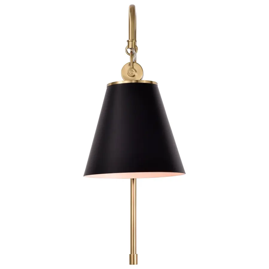 Dover 1-Light Wall Sconce in Black with Vintage Brass - Image 3