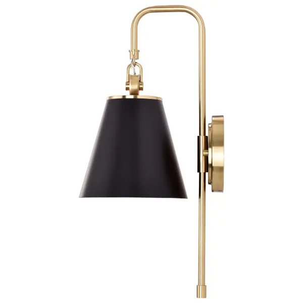 Dover 1-Light Wall Sconce in Black with Vintage Brass - Image 4