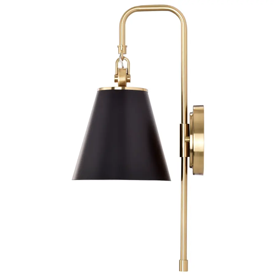 Dover 1-Light Wall Sconce in Black with Vintage Brass - Image 4