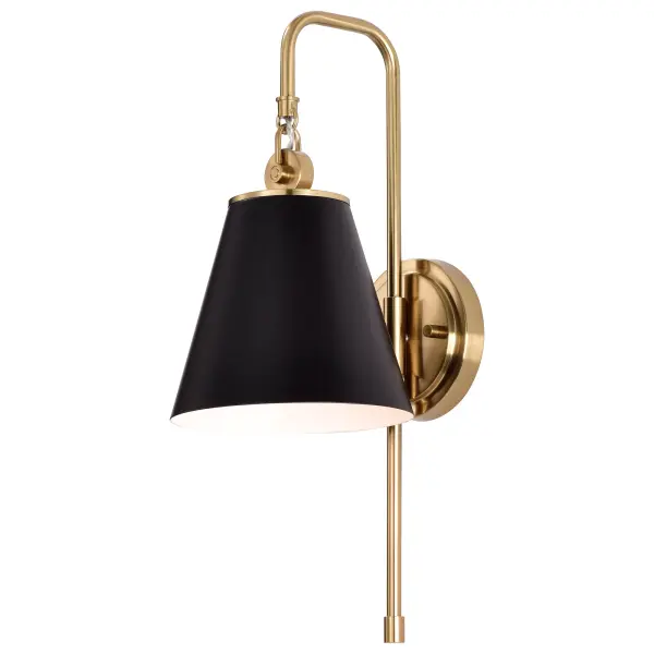 Dover 1-Light Wall Sconce in Black with Vintage Brass - Image 5