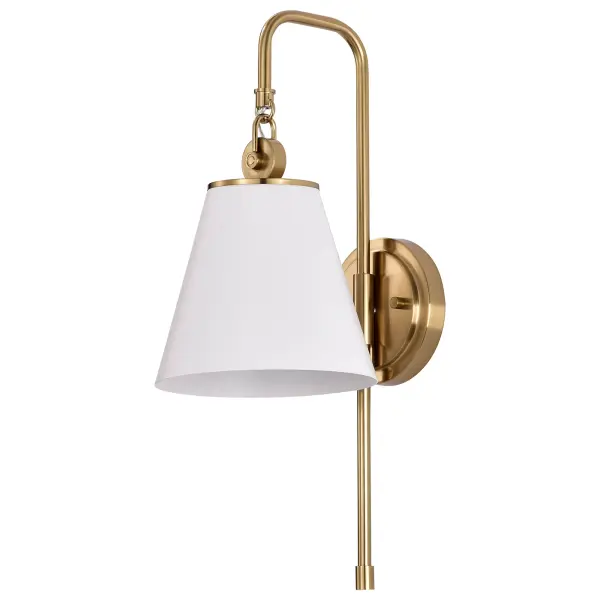 Dover 1-Light Wall Sconce in White with Vintage Brass - Image 1